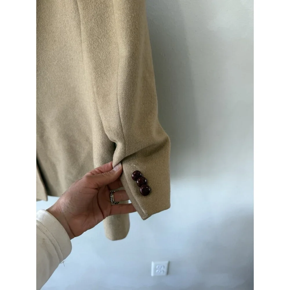 Evan Picone Men’s 42 100% Camel Hair Beige Blazer Tan Jacket Coat Button Up